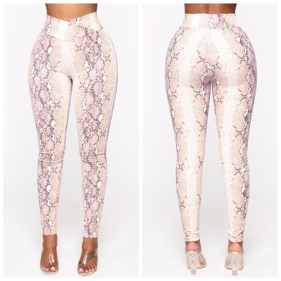 Fashion Nova Shed Your Skin Pink Snakeskin Leggings XS - Picture 4 of 13